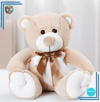 Peluche ours beige noeud