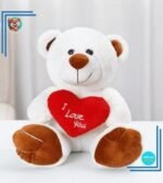 Peluche ours blanc amour