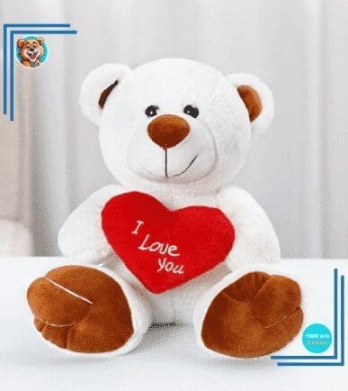 Peluche ours blanc amour
