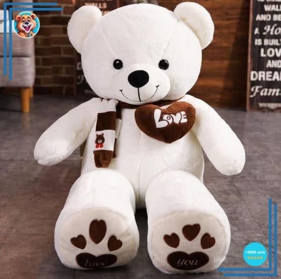Peluche ours blanc pleine d’amour