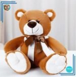 Peluche ours brun noeud