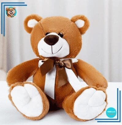 Peluche ours brun noeud