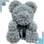 Peluche ours en fleurs grise