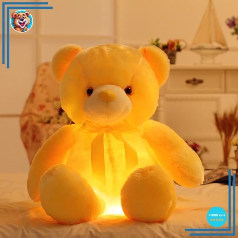Peluche ours oreiller LED jaune – Image 2