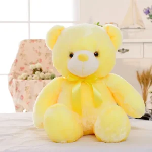 Peluche ours oreiller LED jaune
