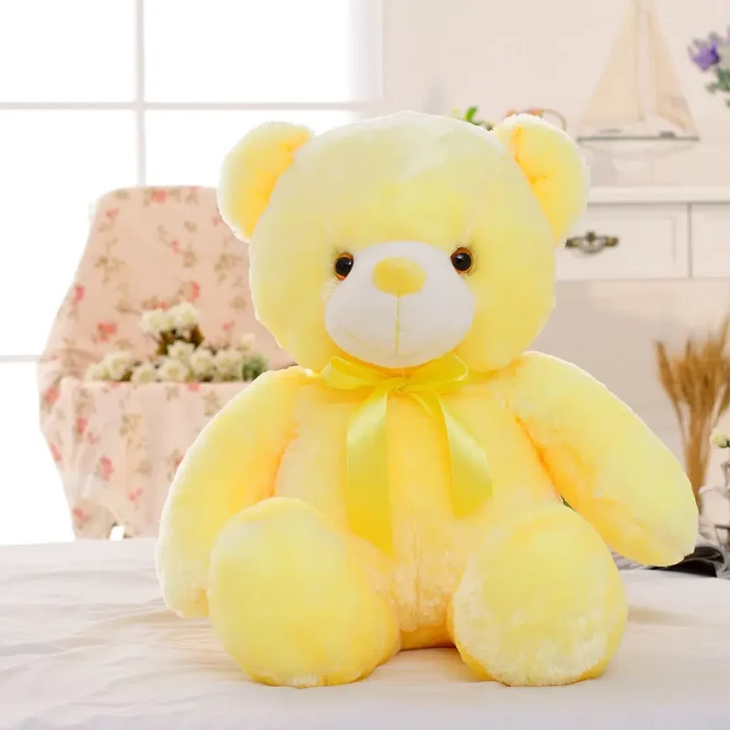 Peluche ours oreiller LED jaune