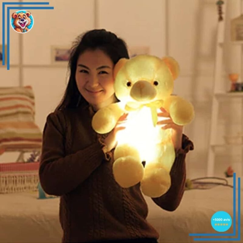 Peluche ours oreiller LED jaune – Image 4