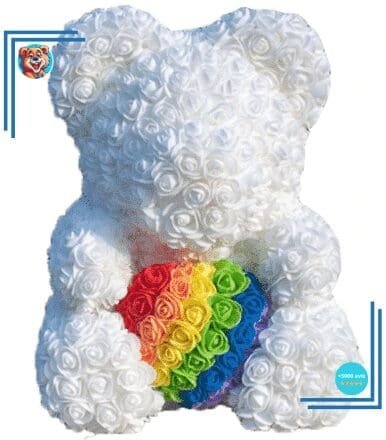 Peluche ours roses arc-en-ciel
