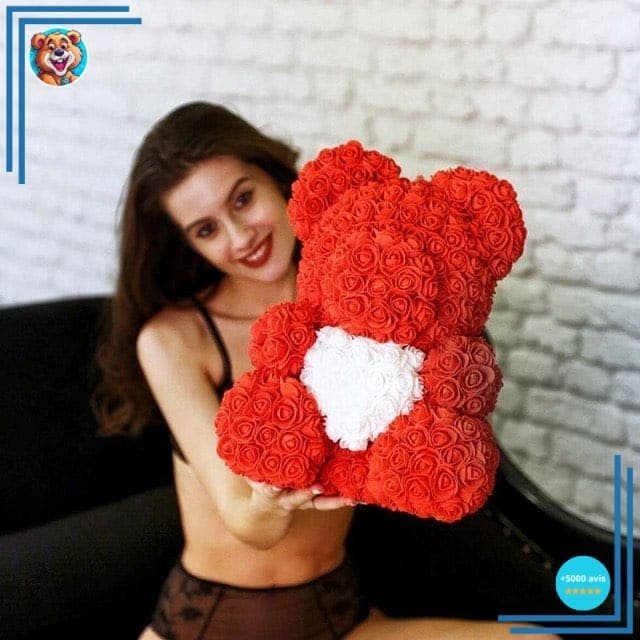 Peluche ours roses rouges – Image 2