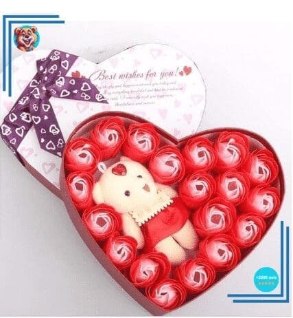 Peluche ours rouge coffret amour