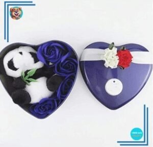 Peluche panda coffret bleu Saint Valentin