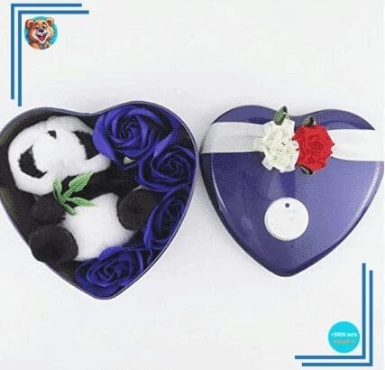 Peluche panda coffret bleu Saint Valentin