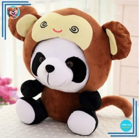 Peluche panda déguisé en singe
