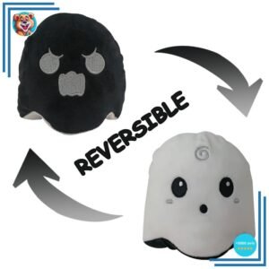 Peluche fantôme noir et blanc réversible, fluorescente