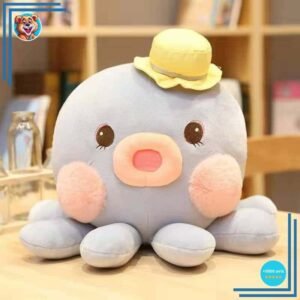 Peluche pieuvre Kawaii bleue