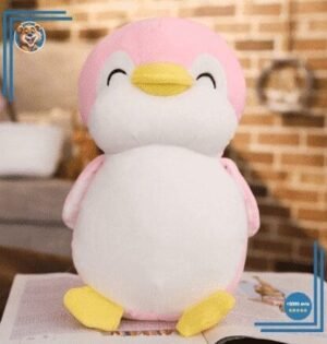Peluche pingouin rose souriant