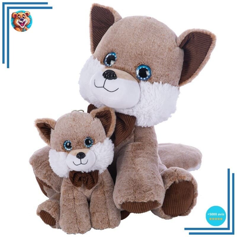 Peluche renard mignonne au yeux bleus