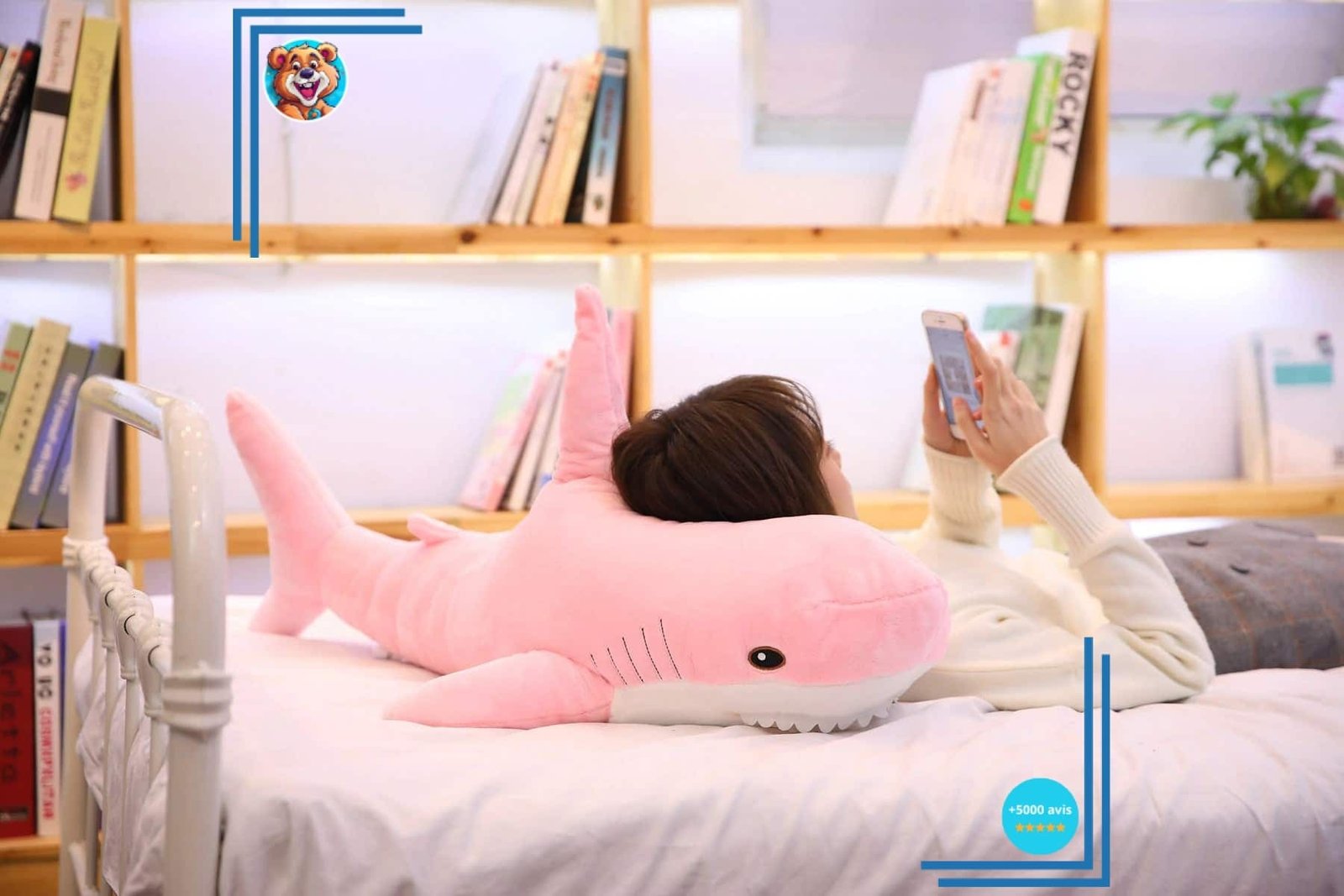 Peluche requin géant rose