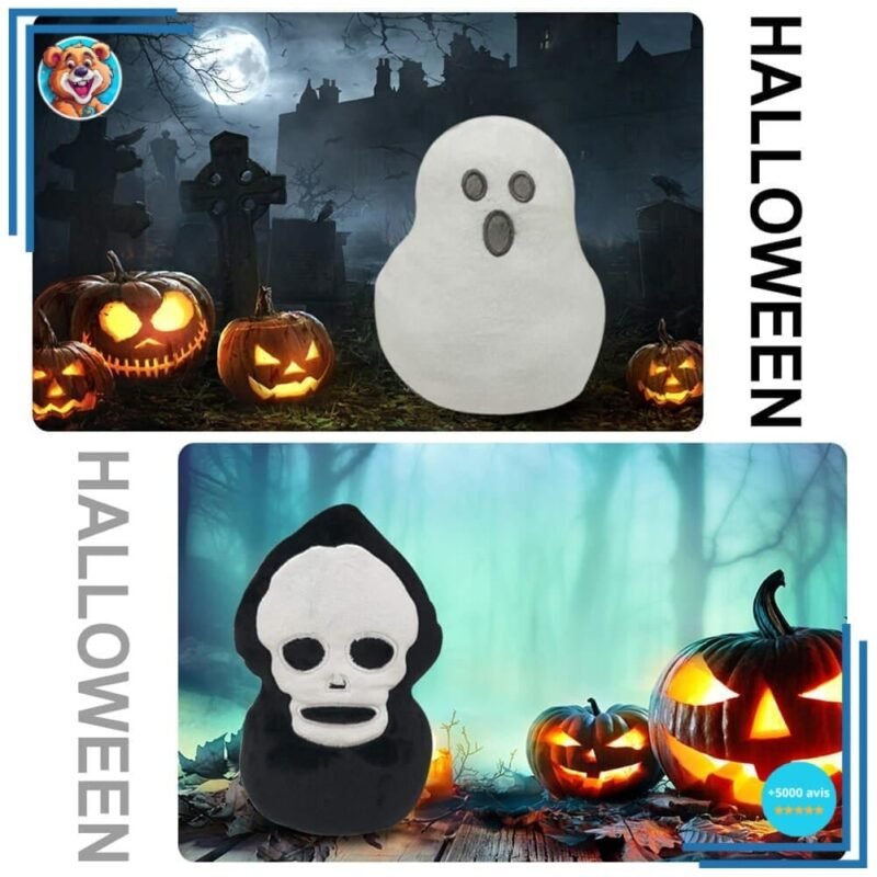 Peluche réversible fantôme tête de mort – Image 4