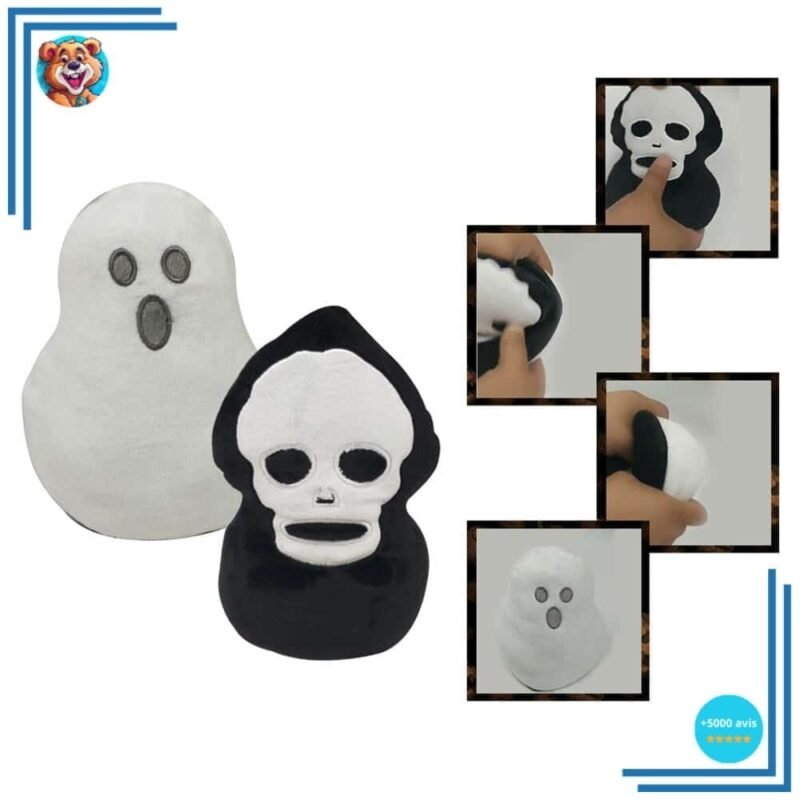 Peluche réversible fantôme tête de mort – Image 3