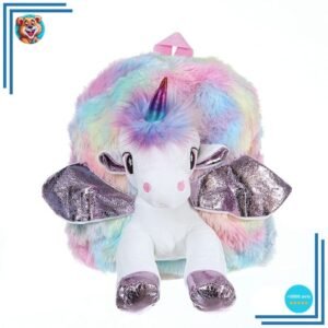 Sac à dos en peluche licorne multicolore