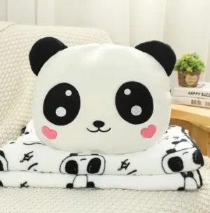 Peluche panda amoureux avec couverture
