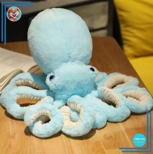 Peluche pieuvre bleue claire trop mignonne