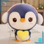 Peluche pingouin bleu avec cache oreilles