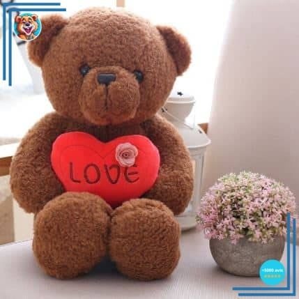 Peluche ourson brun Love