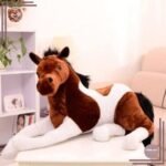 Peluche cheval blanc marron
