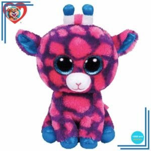 Peluche girafe TY rose et bleue