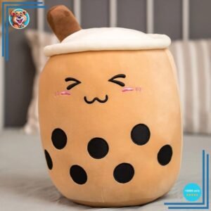 Peluche coussin Bubble tea mignon marron