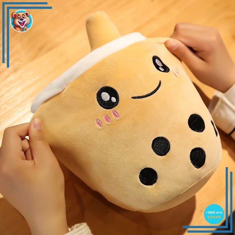 Peluche coussin Bubble tea mignon marron – Image 3