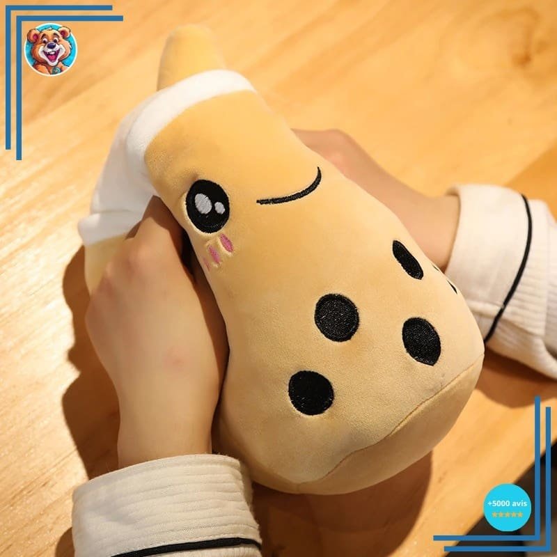 Peluche coussin Bubble tea mignon marron – Image 5