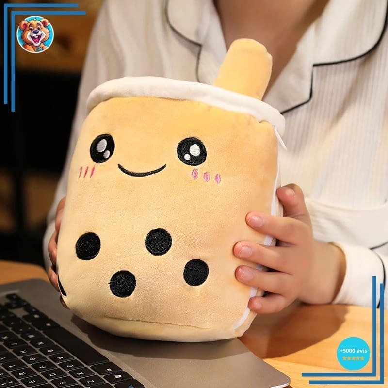 Peluche coussin Bubble tea mignon marron – Image 4