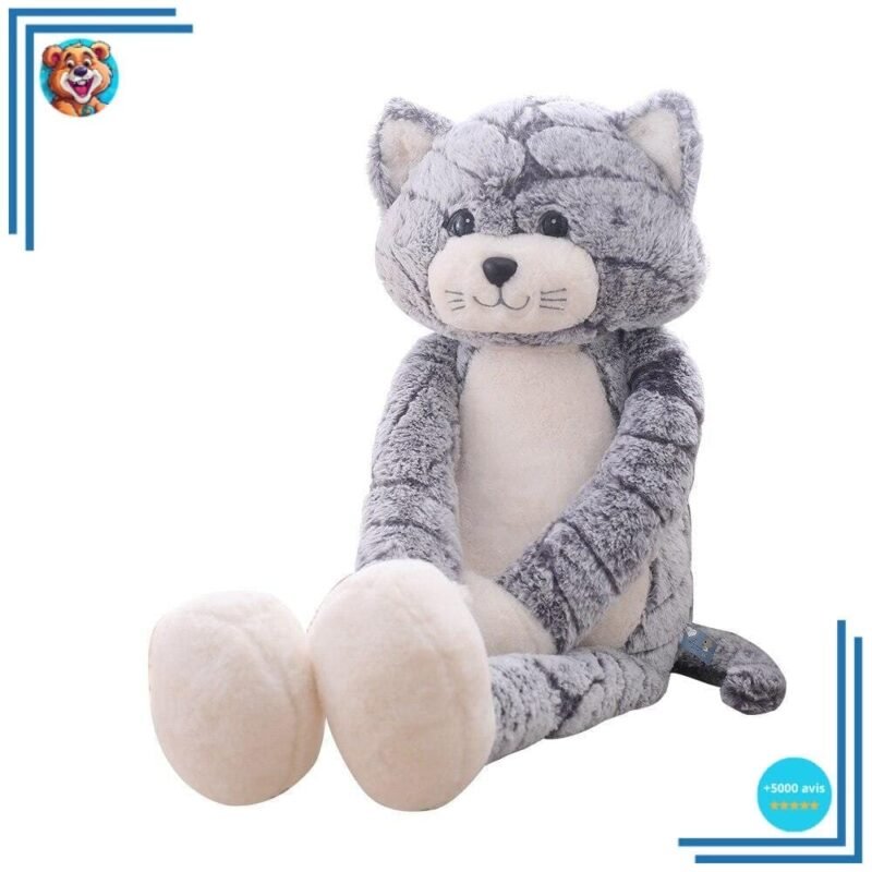 Peluche Chat Gris et Blanc