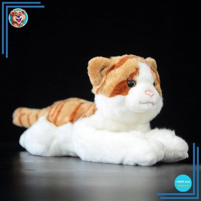 Peluche Chat Tigré Orange et Blanc