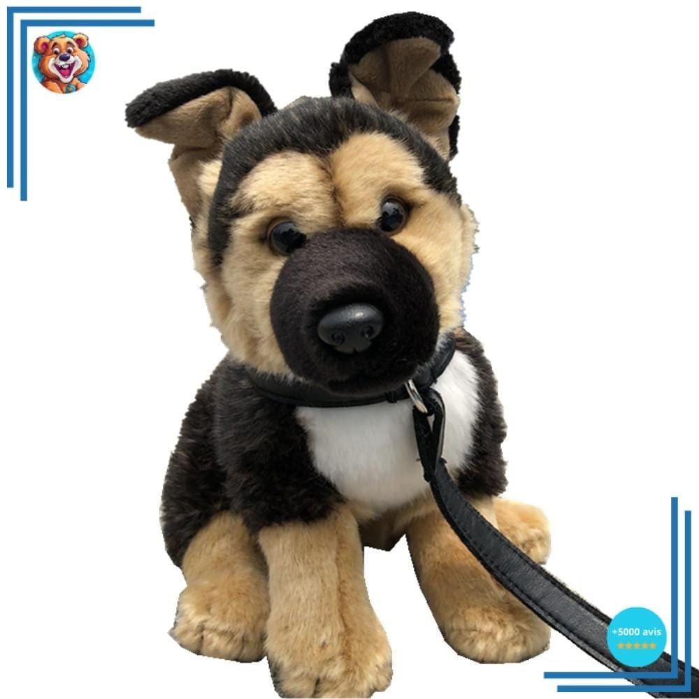 Peluche Chien Berger Allemand avec Laisse