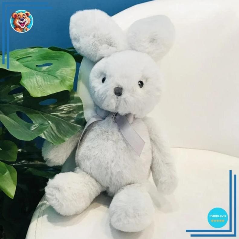 Peluche Lapin Classique Gris – Image 2
