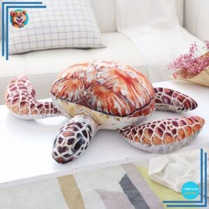 Grosse peluche tortue à pelage rouge