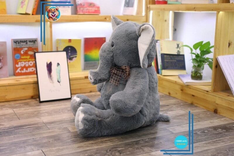 Grande peluche doudou éléphant gris – Image 3