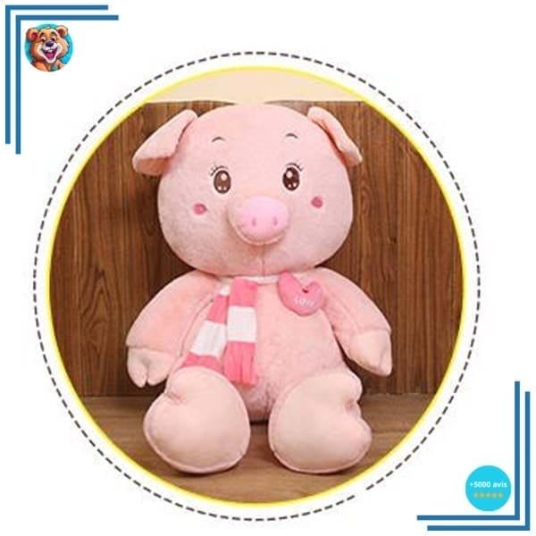 Porcelet géant en peluche aux grands yeux brillants