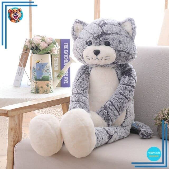 Peluche Chat Gris et Blanc – Image 3