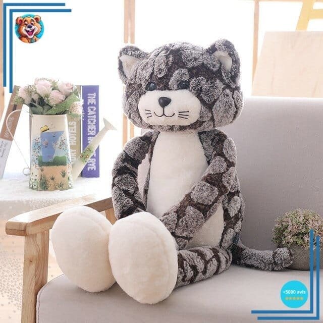 Peluche Chat Gris et Blanc – Image 2