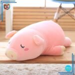 Peluche géante cochon endormie moelleuse
