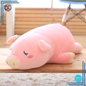 Peluche géante cochon endormie moelleuse