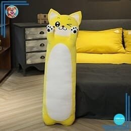 Peluche animale en forme de chat jaune et câline