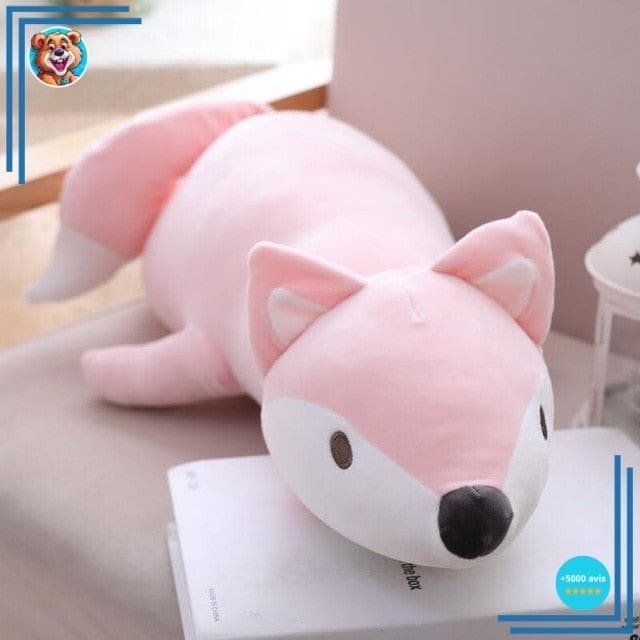 Grosse peluche rose pleine de tendresse renard