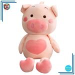 Peluche géante porcinet au grand cœur