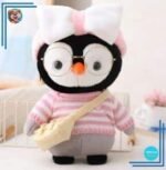 Peluche pingouin pull rose